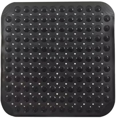 Duschmatte rutschfest 48 x 48 cm, Quadratische Badematte, Antirutschmatte mit Saugnäpfen, Maschinenwaschbar Badewannenmatte, für Dusche und Badewanne,Schwarz