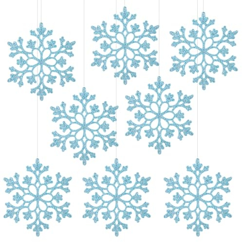 MELLIEX 24 Stück Schneeflocken Weihnachten Deko, Weihnachtsbaumschmuck Glitter Hängende Ornamente Christbaumschmuck Anhänger
