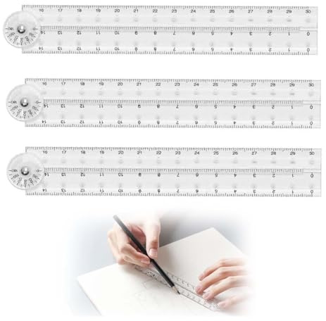 Confezione Da 4 Righelli Pieghevoli, Righello Angolare Pieghevole, Righello Angolare Trasparente Acrilico, Righello Scala Semplice, Righello Da Disegno Per Studenti, Righelli in Plastica Trasparente