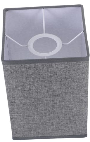 KOMBIUDA Pantalla Lámpara Lino Rectangular Desmontable Gris para Lámpara de Mesa y Fácil Instalación Resistente y Práctica para Hogar
