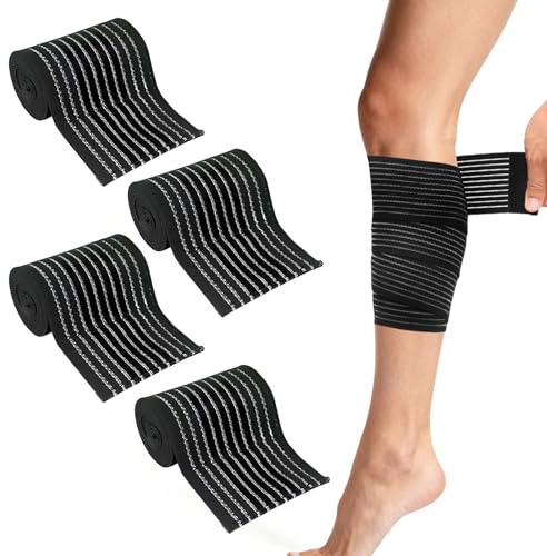 Othrion 4 Pack Calf Compression Sleeve Men and Women,Elastic Calf Compression Bandage Sleeve,C alf Support & Shin Splints Bandage Wraps for Joint Pain Relief,Leg Stability Adjustable (Black)