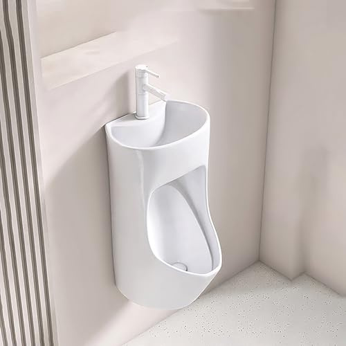 Parete Orinatoio con Scarico ad Alta Efficienza,Orinatoio Maschile Senza Traboccamento,con Lavandino e Rubinetto,per Scuole Hotel.(36x68x40cm/14.17x26.77x15.75in)