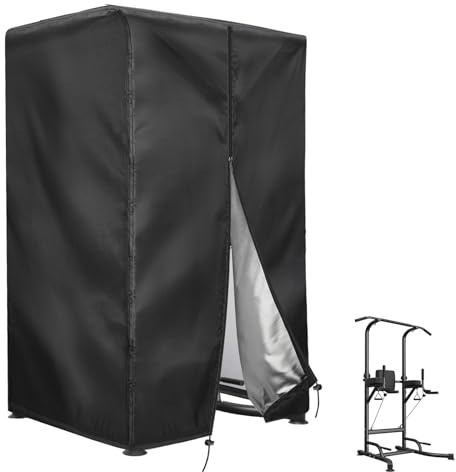 Onlyme Pull Up Bar Cover Power Tower Cover for Dip Station, Cover Only | 420D Oxford Waterproof Fabric, Waterproof Zipper, Bottom Drawstring, Dustproof UV Protection for Home Gym Equipment Outdoor