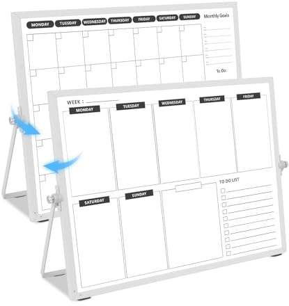 KODAPAGE Dubbelsidig Whiteboardkalender, vecko- och månadsplanerare för skrivbord och vägg, hushållsplanerare för familjeplanering, måltid och anteckningar, 40x30cm