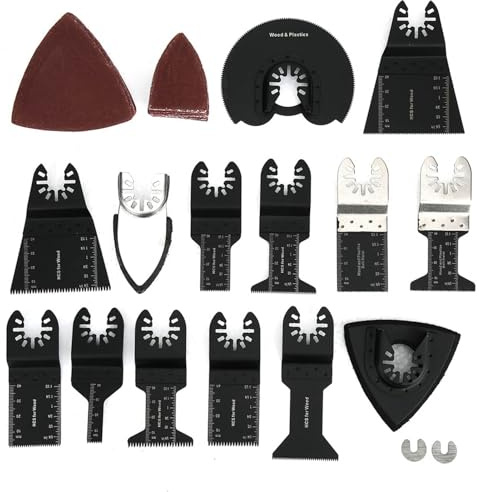 Oumefar 56 Pezzi Lame per in Acciaio Ad Alto Tenore di Carbonio Set di Accessori Professionali per la Lavorazione del Legno Utensile da Taglio Multifunzione a Dente di Ondulato per