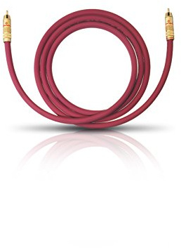 OEHLBACH NF 214 Subwoofer-Kabel - Hochwertiges Cinch-Kabel für kraftvollen Bass, versilberte Kupferleiter (SPOFC), 24kt. vergoldete Kontakte, optimale Signalübertragung, 1 Meter, Bordeaux
