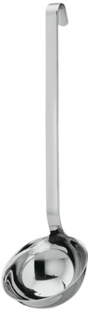 RÖSLE Haken Schöpflöffel, Hochwertige Schöpfkelle mit Hakengriff, Edelstahl 18/10, 6 cm, spülmaschinengeeignet, Silber