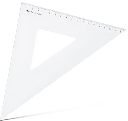 Aristo AR4519 triangel 45° (katet 190 mm, hypotenuse 269 mm, nötningsbeständig djupprägling av delningen, plexiglas) transparent