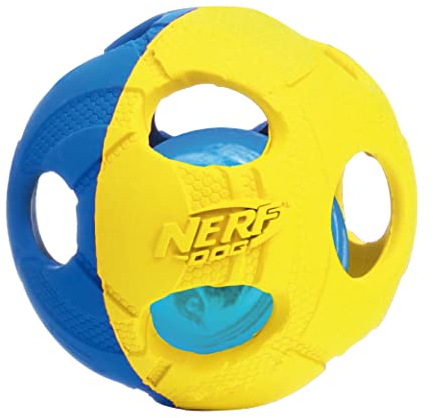 Nerf Dog Hundespielzeug LED Ball, grün/rot, 6cm