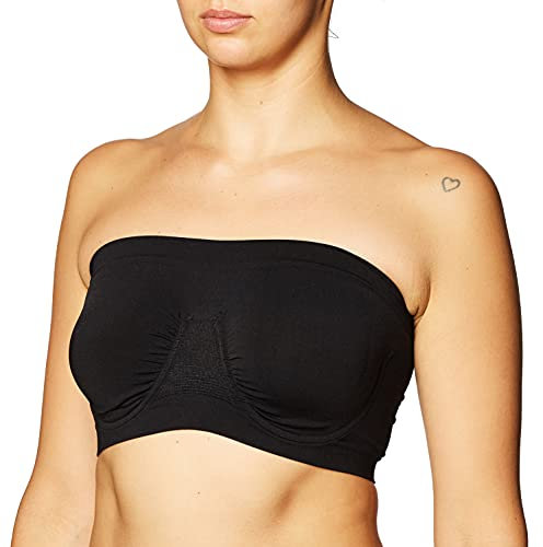 Rhonda Shear Women's Seamless Stretch Unlined Underwire Bandeau Bra, Opaque, Black, M