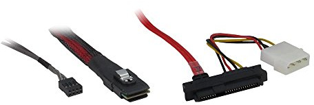 Inter-Tech 0.5m SFF 8087/4xSFF 8482+SATA 0,5 m - Cable SAS (0,5 m, SFF 8087, 4X SFF 8482 / SATA Power, Male Connector/Male Connector, Negro, Rojo, 90 g)