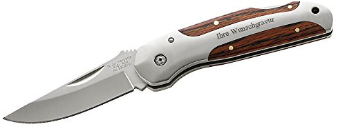 Herbertz Taschenmesser, AISI 420, Pakkaholz, Clip und persönlicher Gravur