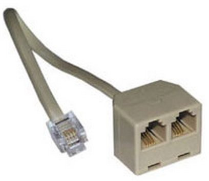 adattatore telefonico 1 maschio /2 femmina 6 poli 4 contatti con cavo 17cm