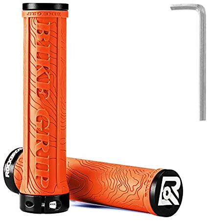 ROCKBROS Bike Handlebar Grips Double Lock-on Bicycle Handle Bar Grips Non-Slip Rubber Hand Grip for Road Urban Foldable Bike MTB BMX Scooter Orange