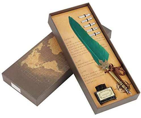 Stylo plume vintage pour calligraphie, set rétro en métal avec 6 couleurs, plume à immersion pour écriture manuscrite artisanale, for artistes créatifs étudiants débutants et passionnés