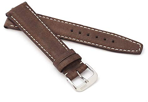 RIOS1931 Unisex Uhrenarmband Schweinsleder Modell Havana 20 mm Mokka