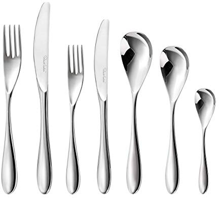Robert Welch Bourton Bright, 84 Piece Cutlery Set for 12 People. Made from Stainless Steel. Dishwasher Safe.