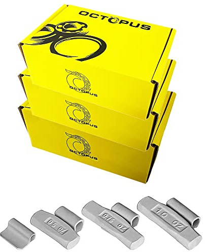 OCTOPUS AW-Style, Coated Wheel Weights, 300 Pc Assortment, FE, Clip-On Lead-Free Compatible with Steel and Alloy Rims 0.25 oz / 0.50 oz / 0.75 oz / 1.0 oz Balancing Weights, 75 Pc Mix (300 Pieces)