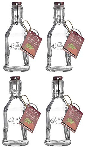 Kilner Traditional Handled Clip Top Glass Bottle Airtight 200ml Transparent (Pack of 4)