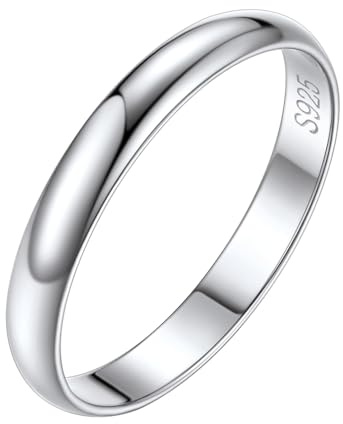 Silvora Klassischer Damen Vorsteckring 925 Silber Schlichter Glänzender Fingerring 3mm breit Dünner Bandring in Silber Ringgröße 67.2(21.25) Modeschmuck Geschenk für Frauen Mädchen