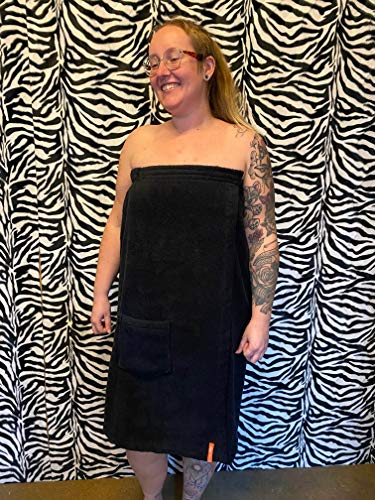 S< Kilt sauna XL da donna ricamato con nome, asciugamano da sauna con elastico e chiusura in velcro, XL asciugamano da sauna per donna (blu scuro) (nero)