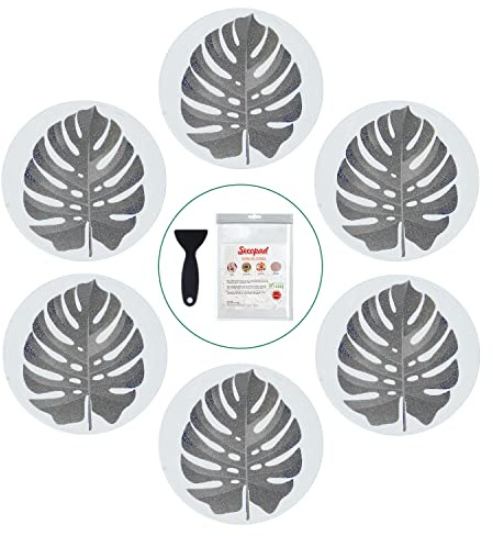 Secopad Non Slip Bathtub Stickers, 10 PCS Large Leaves Adhesive Anti Slip Decal Treads for Shower and Bath Tub with Premium Scraper