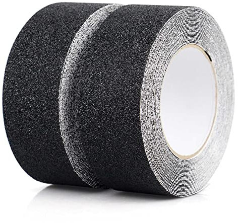 2 Pack Ruban antidérapant, Bandes antidérapantes avec Ruban adhésif antidérapant pour escaliers, marches, revêtements de Sol, Ruban antidérapant Solide, Autocollant, (5cm x 10m, Noir), BOMEI PACK