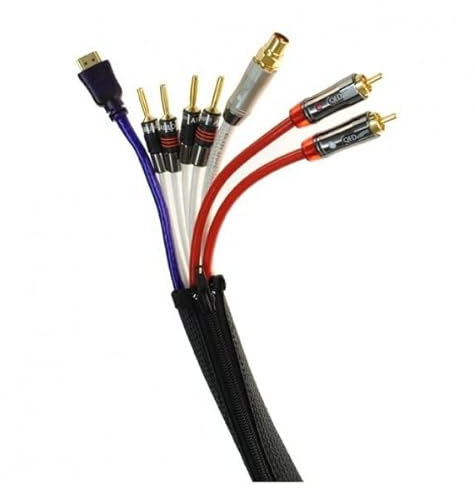 Fisual Cable Management Zip Up Sleeve for Hiding Cables Black 1m