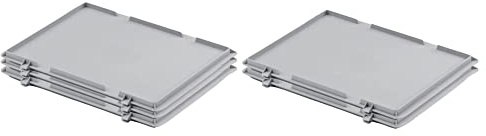 PROREGAL SuperSparSet 5x Scharnierdeckel für Eurobehälter | BxT 40x60cm | Eurobox, Transportbox, Transportbehälter, Stapelbehälter