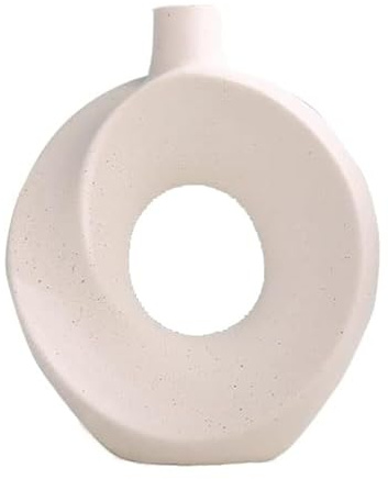 Beihaoer - Vaso in ceramica per decorazioni moderne per la casa,rotondo,opaco,per fiori,stile nordico stile bohémien,per matrimoni,cene,feste,soggiorno,camera da letto,regalo decorativo (S,bianco)