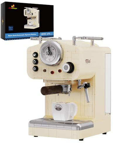 JMBricklayer Kaffeemaschinen-Bauset, Vintage-Bausatz für Erwachsene 20135, halbautomatische Retro-Espressomaschine, Spielzeug, Heimdekoration, Ausstellungsmodell-Set, ideal für Erwachsene Mädchen