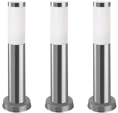FORLIGHT Koral (3uds) Baliza Exterior para Jardín Resistente al Agua IP55. Poste de Luz para Sendero y Camino. Lámpara Bolardo de Acero Inoxidable 23W. Farolillo Moderno Zonas de Paso