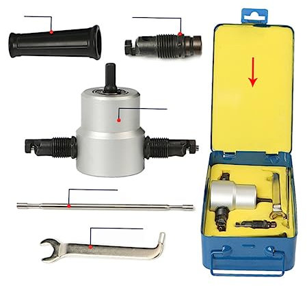 KhUKhu Blechschneider, Knabber, Metallknabber, Blech-Doppelkopf-Schneidemaschine, Lochöffner, Bohrer zum Drehen von Metall