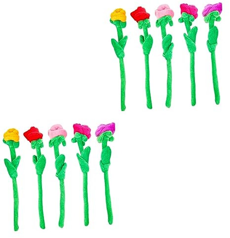 Garneck 10stücke Kunstrosen Blumen Plüsch Biegsame Stiele Für Kreative Dekoration Kinderzimmer Büro Und Für Spielzeug