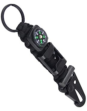 Kisangel 1stücke Paracord-schlüsselanhänger Mit Geflochtenem Militär-Lanyard Utility-Haken Survival-kit Für Outdoor-Camping Wanderrucksack Schwarz