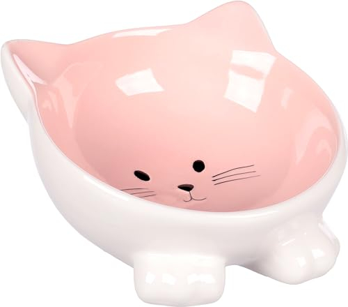 Flamingo Gamelle pour Chats Puzi Rose - Gamelle Antidérapante Multi-usages pour Animaux de Compagnie - 125ML - cermamique - La gamelle va au Lave-Vaisselle