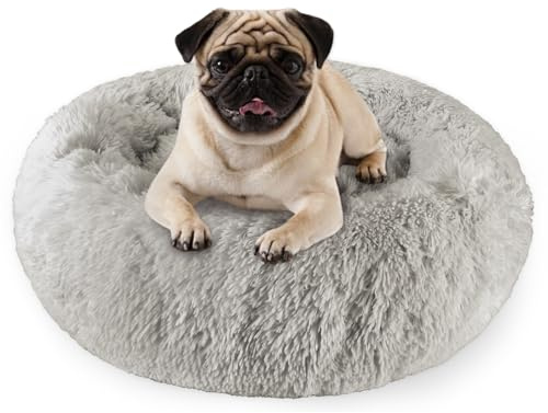 Aspand Hundebett für große und mittelgroße Hunde,60cm Ø- Weiches und Atmungsaktives Hundekissen mit Rutschfester Unterseite und Erhöhtem Rand,Dunkelgrau