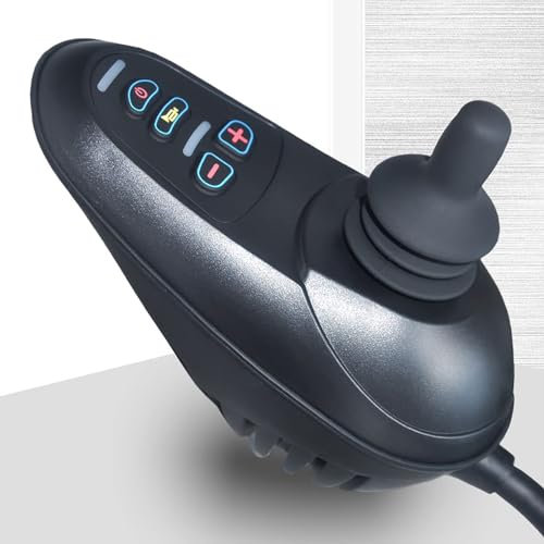 RVUEM Joystick De Comando De Silla De Ruedas, Controlador De Silla De Ruedas EléCtrica Resistente Al Agua 24V CC, Joystick De Instrucciones Led De 4 Teclas,Negro,Motor Plug No.2
