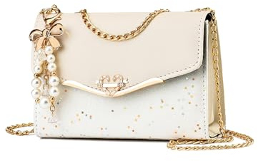 CORIOS Damen Elegant Schultertasche PU Leder Handtasche Pailletten Umhängetasche Mittel Kapazität Henkeltasche Tragetasche Mode Henkeltaschen Tote Beutel Beige