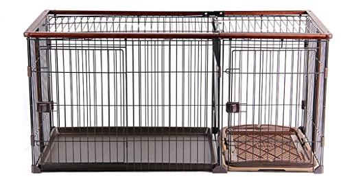 WYRMB Hundebox Hundekäfig Zwinger mit Toilette Haustier Innenzaun Zaun Hundehütte mit Zwei Schlafzimmern Hundekäfig (M)