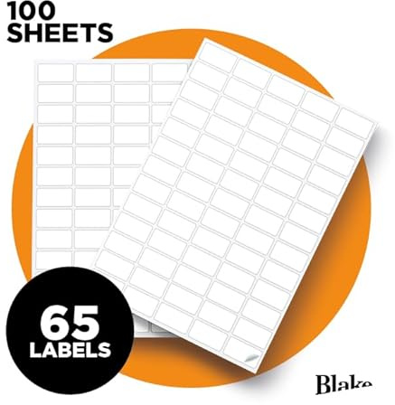 Blake PFW | etiquetas autoadhesivas para envío 65 etiquetas por hoja | 6500 unidades | 100 hojas | etiquetas para dirección de envío | compatibles con impresora láser | etiquetadora | LAB A41-65PE