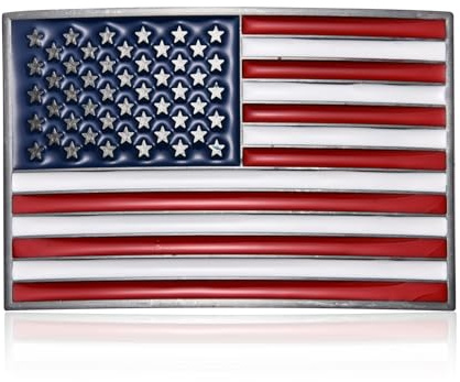 BBOTEN Hebilla de cinturón de bandera nativa americana, hebilla de cinturón de vaquero occidental para hombres y mujeres, hebilla de cinturón patriótica del 4 de julio, Rojo -, Large