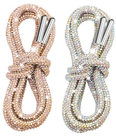 Aomhrek 2 Pièces Lacets Paillettesa, Lacets Strass, Corde De Tube De Remplacement En Diamant Rond, Corde En Diamant Pour Accessoires De Bricolage, Accessoires Vestimentaires