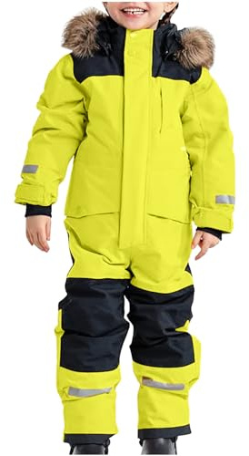 Snowsuit Kids Limited Time Deals,Winter Snow Jacket Pants Romper Snowsuit Children's Ski Suit Sale Thermal Ski Overalls Winter Warm Snow Jumpsuit with Removable Hood Mud Suit Softshell Suit