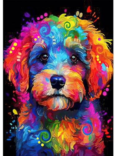 NAIMOER Dog Diamond Painting Kits for Adults, DIY 5D Diamond Painting Animal, Full Drill Colorful Dog Diamond Art Kits Art Pictures Perfect for Relaxation and Home Wall Decor 30x40cm