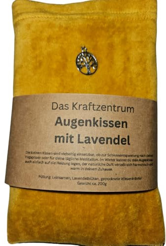 Augenkissen mit Lavendel & Alpenspäne – Handgenähtes Meditationskissen mit Leinsamenfüllung (Gelb)