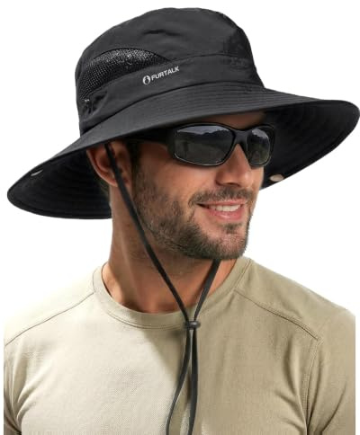FURTALK Bucket Sonnenhut Herren UPF 80 breiter Rand Outdoor Wander Angler und Strandhut