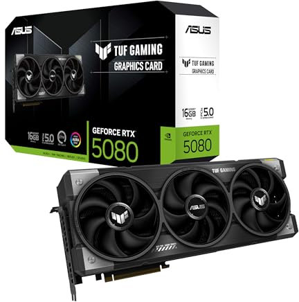 ASUS TUF Gaming GeForce RTX 5080 16GB GDDR7 Gaming Grafikkarte (Nvidia GeForce RTX5080, 3,6 Slot Design, PCIe 5.0, 2X HDMI 2.1b, 3X DisplayPort 2.1a, TUF-RTX5080-16G-GAMING)