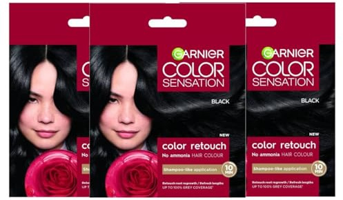 Garnier Color Sensation Retouch Retouch für das Haarwachstum ohne Ammoniak in nur 10 Minuten (Schwarz, 3 Einheiten)