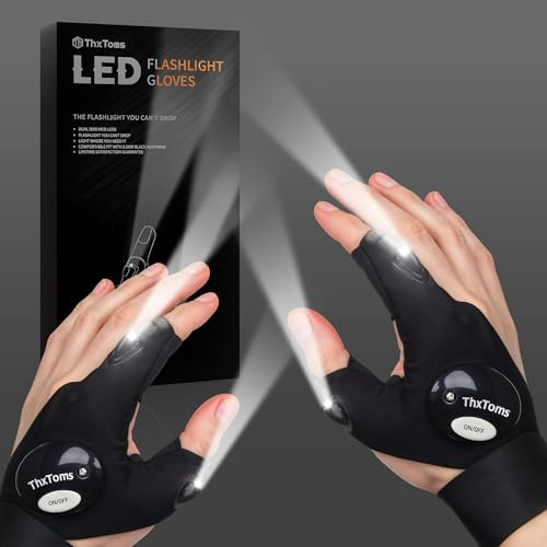 ThxToms Fishing Gifts for Men, LED Gloves with Lights, Father s Day Gifts for Men Who Have Everything, Birthday Gadgets Gifts from Daughter Son for Dad Grandad Husband Him, Camping Accessories